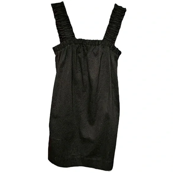 Something Navy Black Square Neck Shirred Ruffled Sleeve Textured Mini Dress - Picture 7 of 10